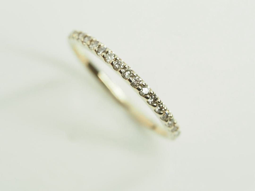 キラキラ可愛い♡K10YG 天然ダイヤモンドハーフエターナルリング