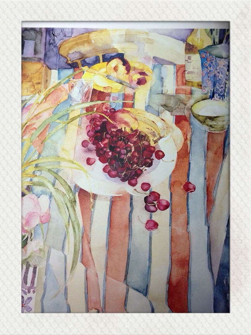 Shirley Trevena イギリス　花とフルーツ水彩画プリント　4枚セット