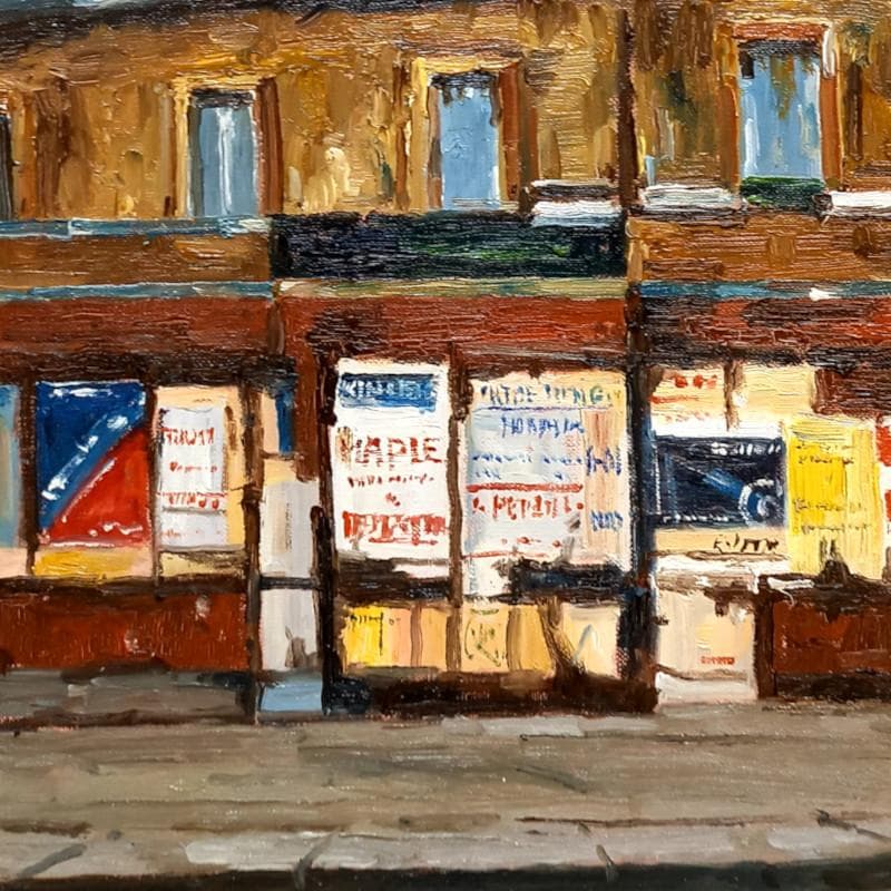 ☆佐伯 与吉郎☆「ポスターのある街角の家」油絵F８号　未使用額！