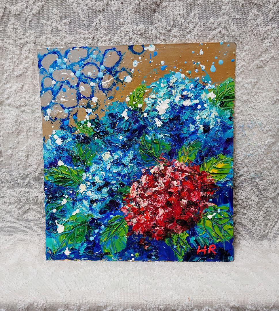 油絵 絵画【紫陽花】【色紙】