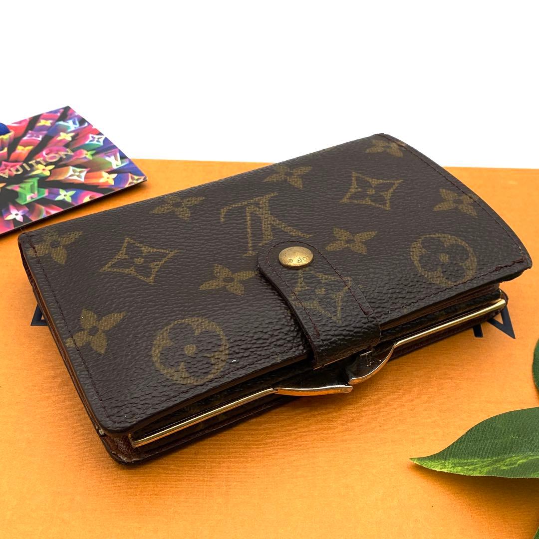 ルイヴィトン モノグラム ヴィエノワ 二つ折り財布 がま口 ブラウン