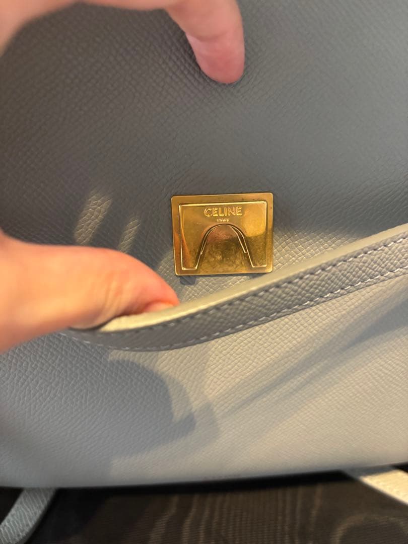 【極美品】【値下げ】CELINE ベルトバッグ　グレー/水色保存袋付き