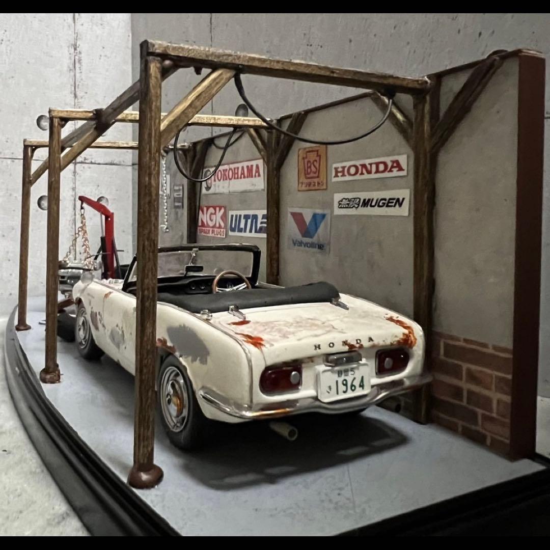 タミヤ 1/20 ホンダ S800 ガレージ風 車庫 ジオラマ ケース付