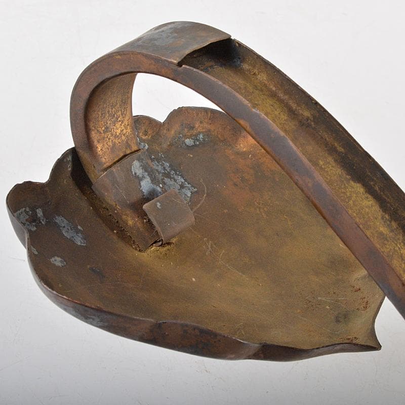 中国　古銅　山水人物文刻　如意　U　R6753