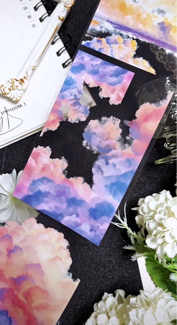 9041】海外 マステ 5.85m巻 PETマスキングテープ 雲 装飾系