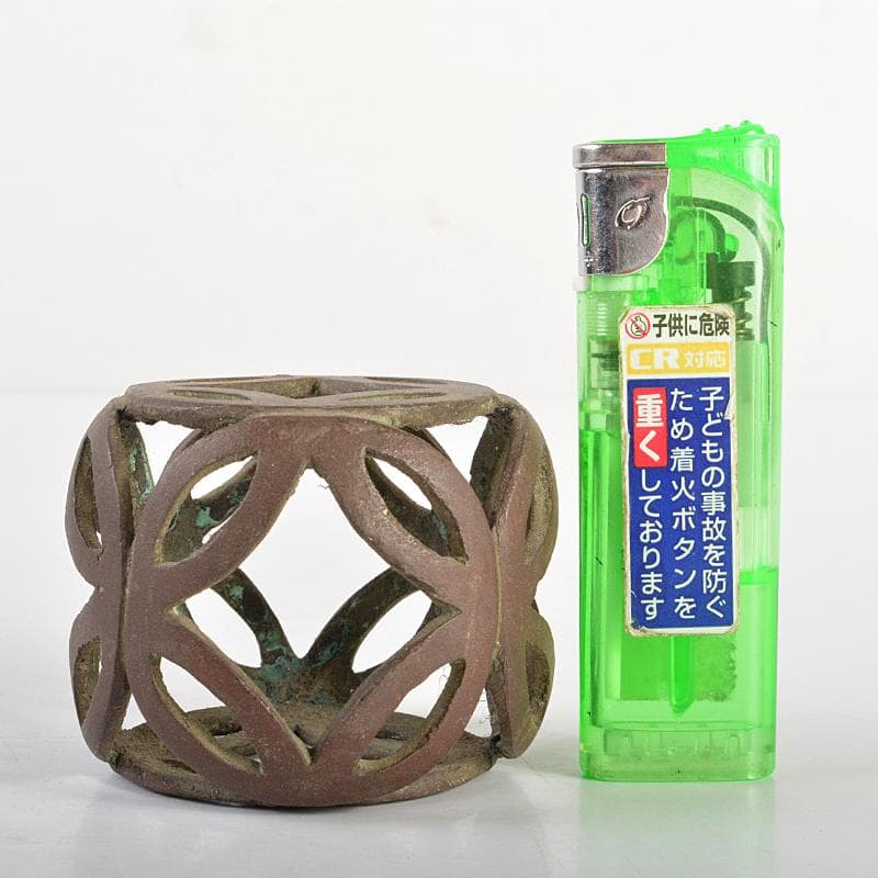 茶道具　釜師　高木治良兵衛作　唐銅　輪透蓋置　共箱　C　R6649