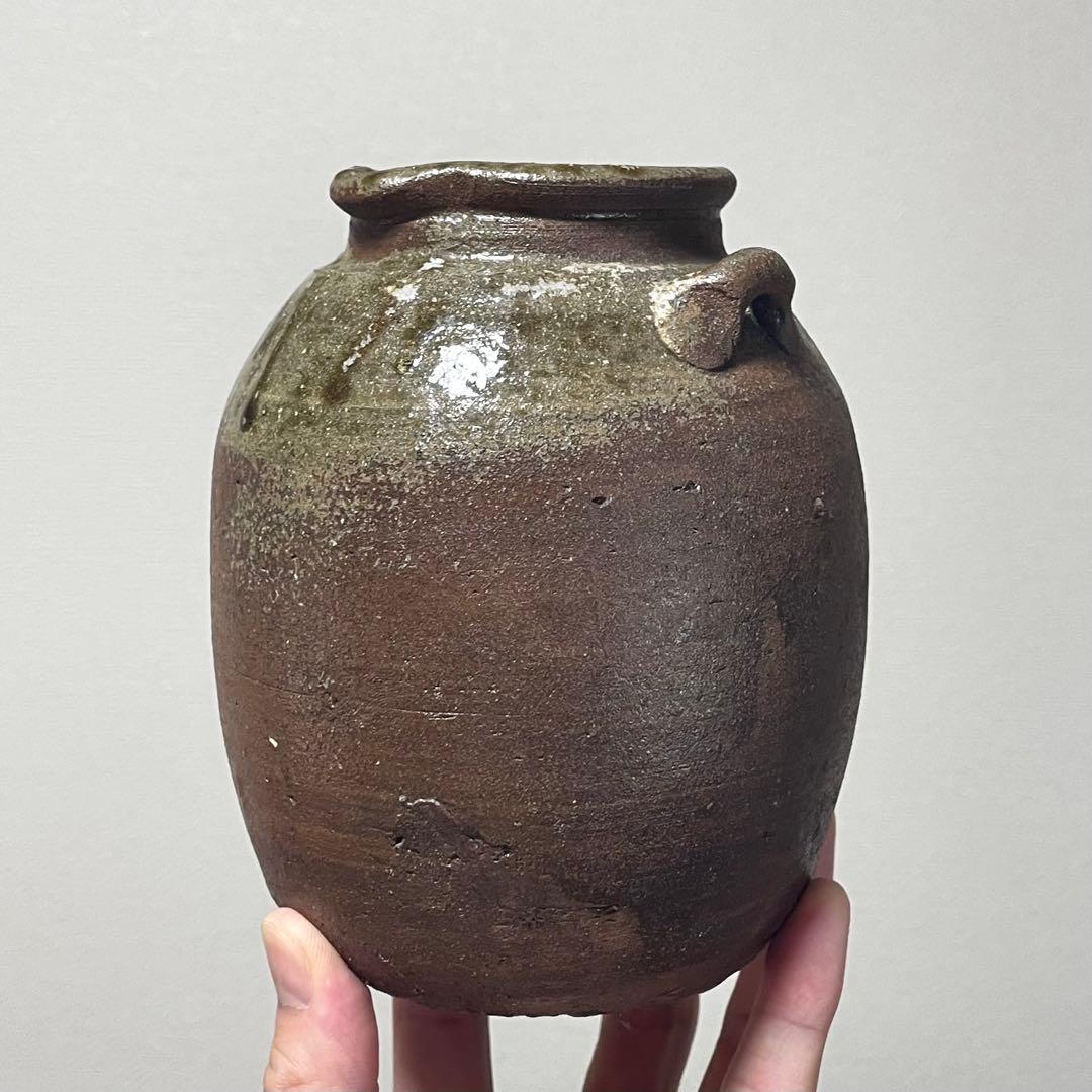 古備前 自然釉 雀口 鳶口 双耳壺 小壷 蹲 花器 花入 常滑焼 六古窯