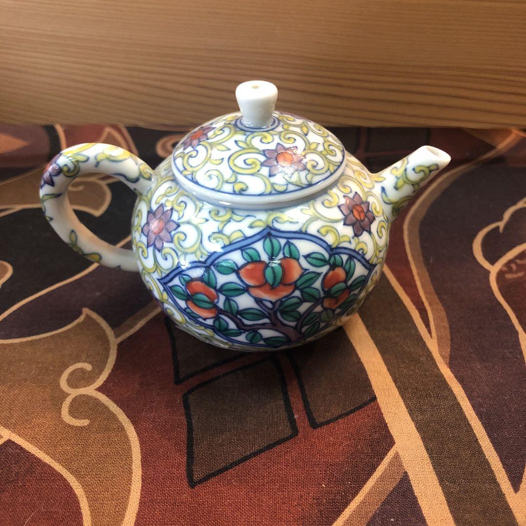 グリン玉　急須　煎茶　京焼清昌作　木箱入