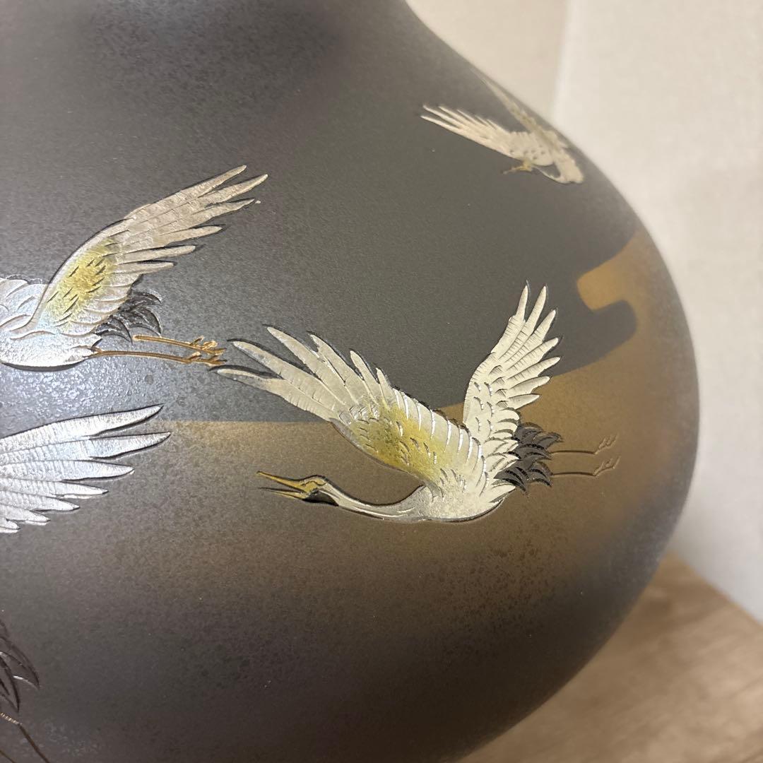 大型 特大 真峰 高岡銅器 花瓶 飾り壺 ビンテージ〈検 茶道 池坊 立花 置物