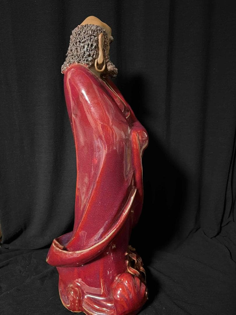 清时代 鈞窯 紫紅釉鈞窯達摩 窯変釉 辰砂 唐物 古