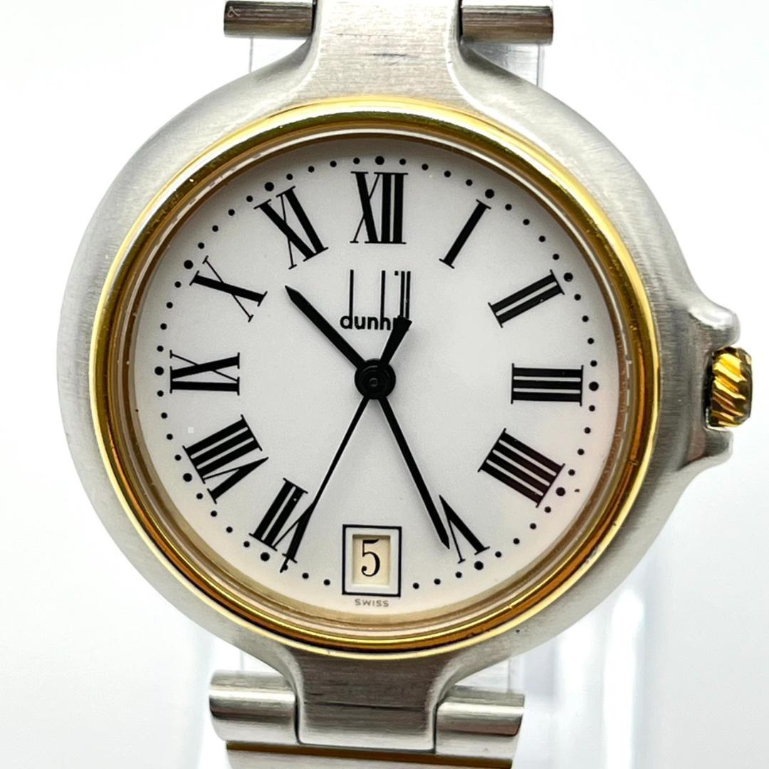 良品 ダンヒル ミレニアム 腕時計 ローマン デイト 電池交換済 ラウンド