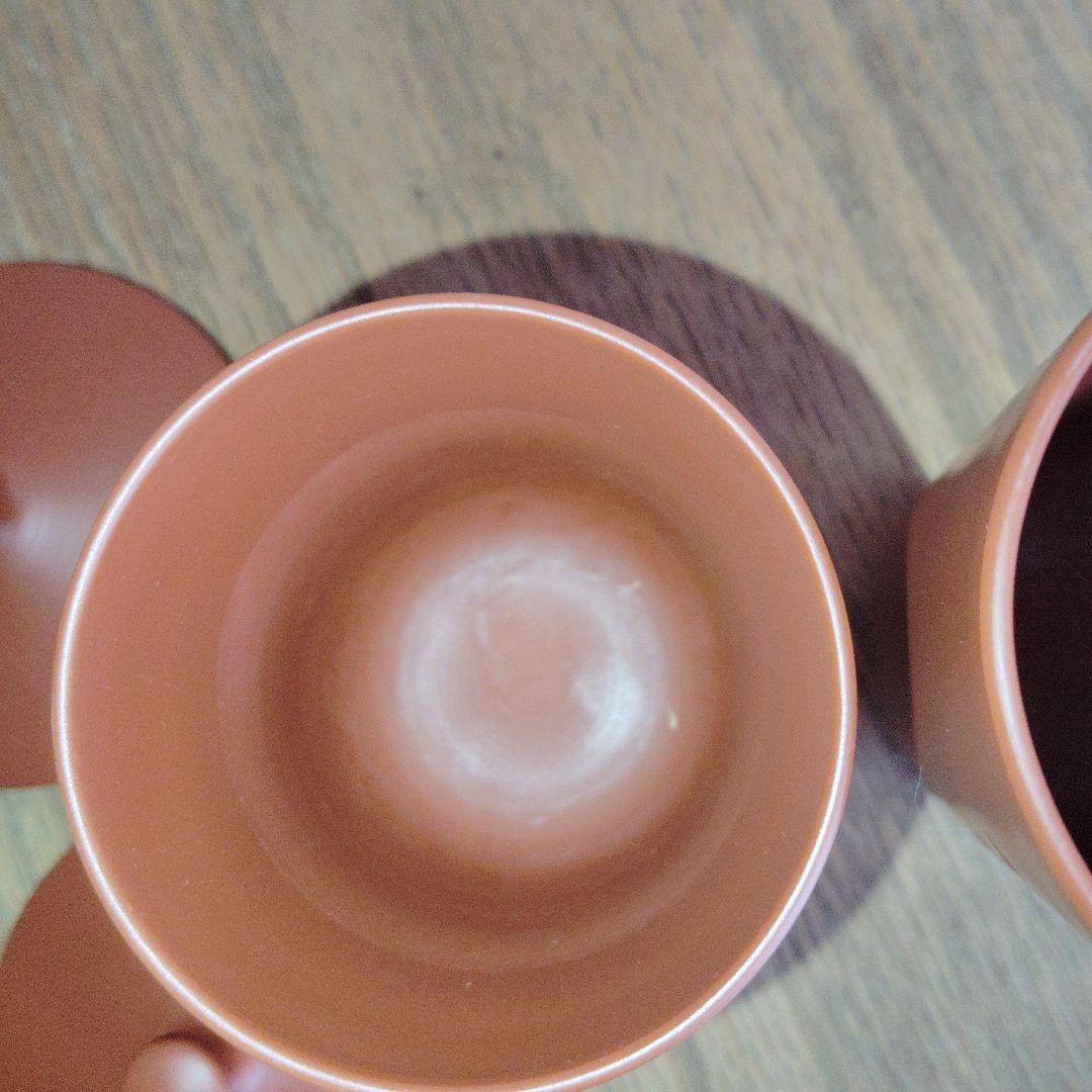 常滑焼　北篠　清水源二　赤茶色 陶器 湯のみペア 2個セット