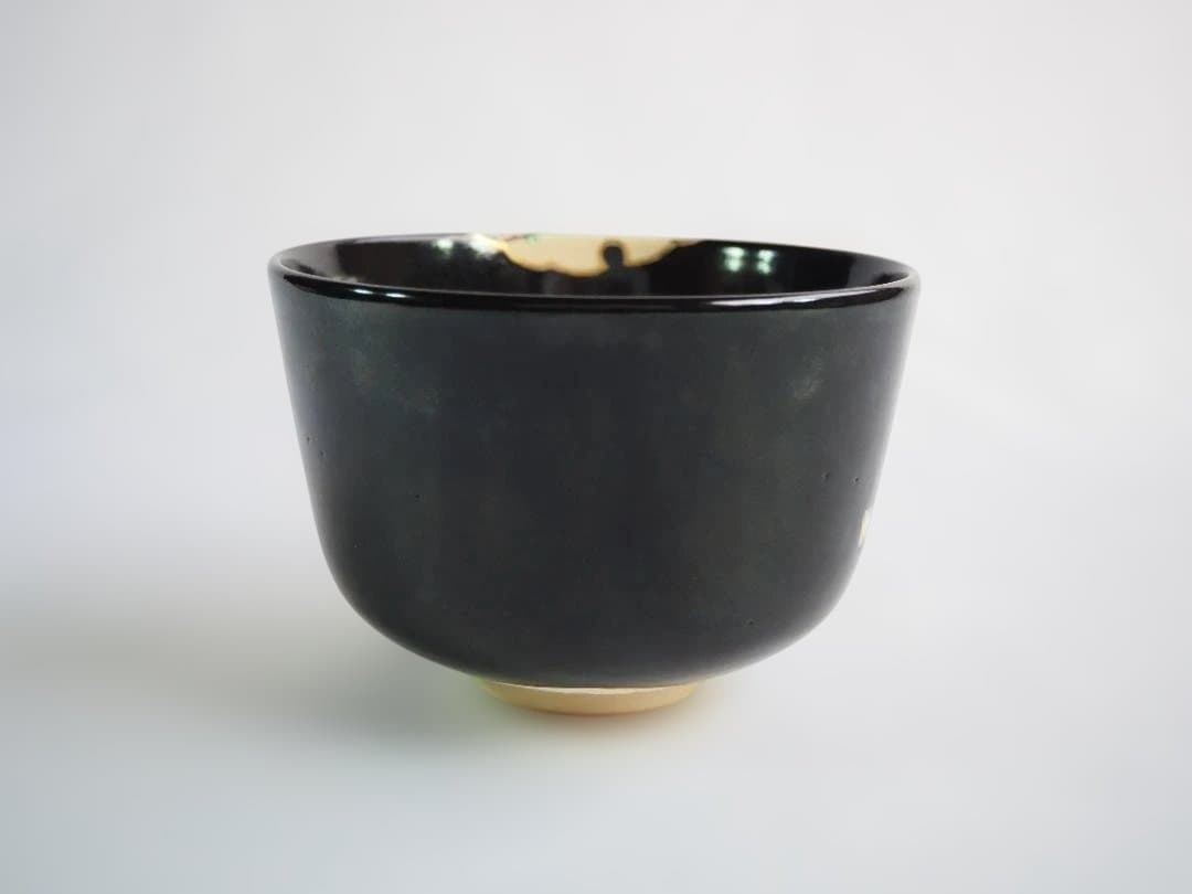 裏千家14世淡々斎御書付『仁清黒柳鶯茶碗』 16代永樂善五郎造 (共箱