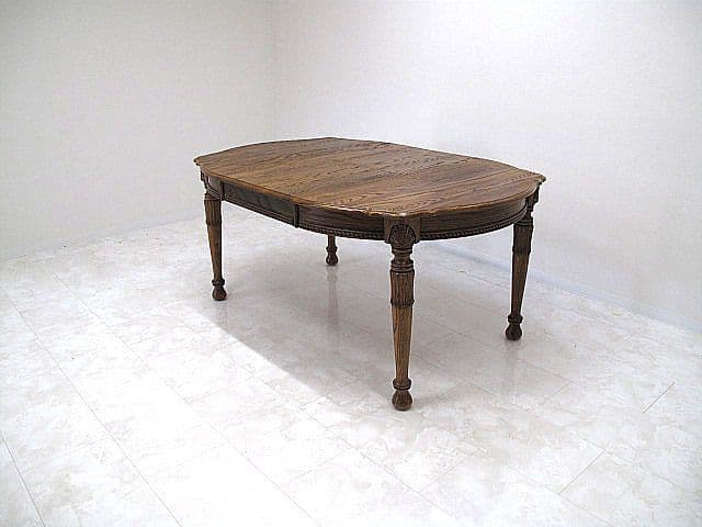 美品　シンリー 英国クラシック　オーク無垢材エクステンションダイニングテーブル