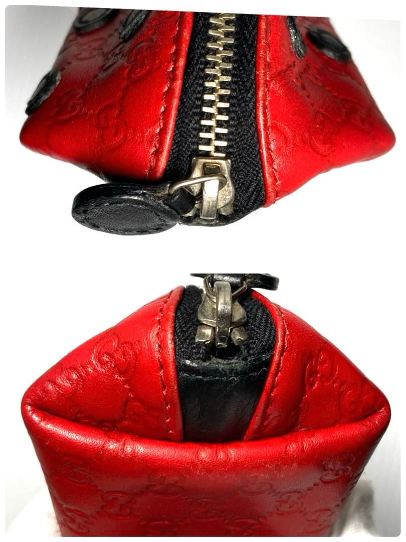 良品　 グッチ　グッチシマ　レザー　てんとう虫　ケース　ミニポーチ