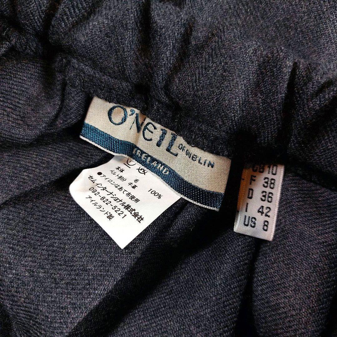 極美品 オニールオブダブリン プリーツAライン　チェック柄 レザーベルトスカート