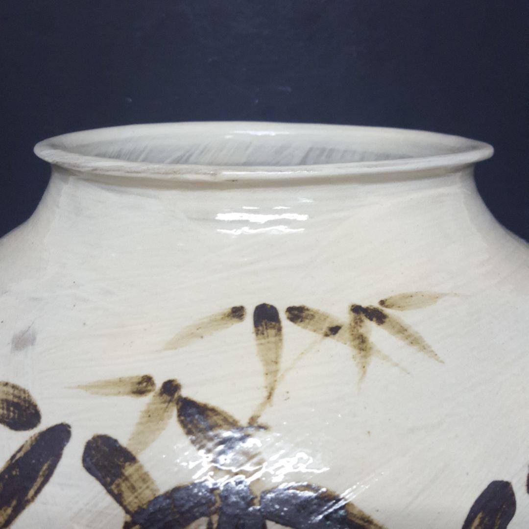 李朝鉄絵竹文花瓶 李朝期