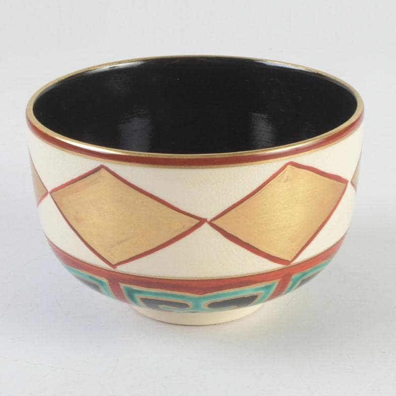 茶道具 京焼 橋本永豊造 仁清写 金菱 茶碗 時代箱 V 9835 栗山