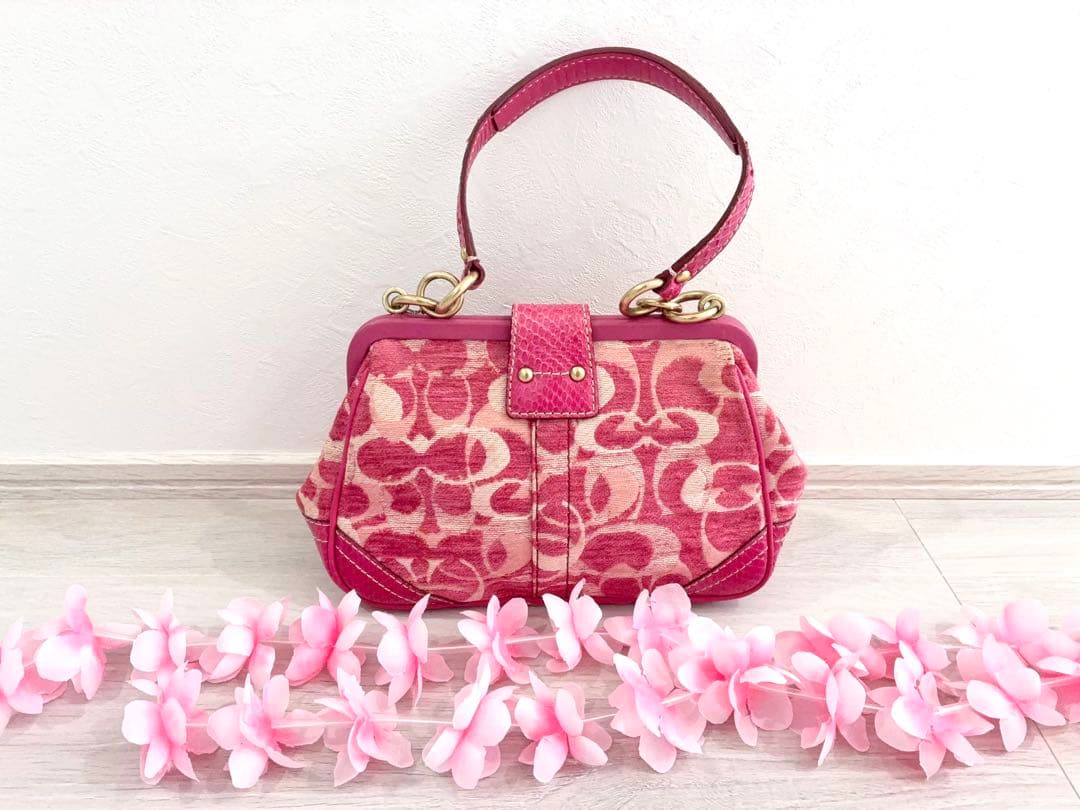 COACH バタフライ　蝶々　バッジ　チャーム　バッグ　ピンク