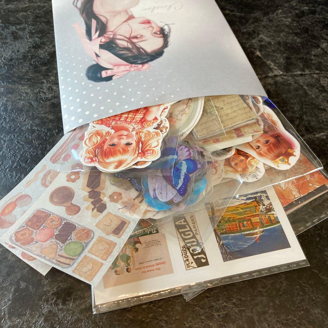 紙モノ】コラージュ素材 M17 まとめ売り おすそ分け シール 紙モノ