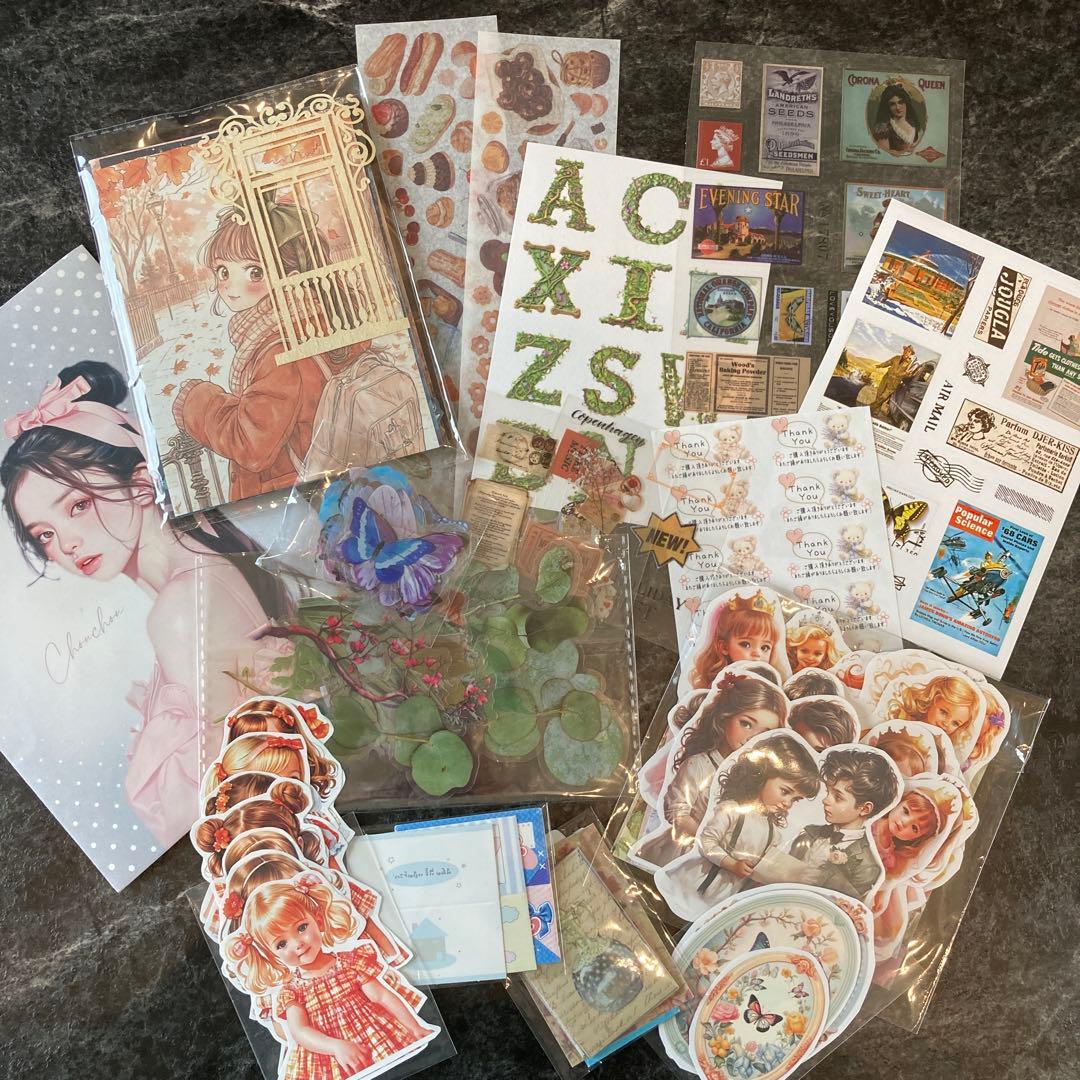 紙モノ】コラージュ素材 M17 まとめ売り おすそ分け シール 紙モノ