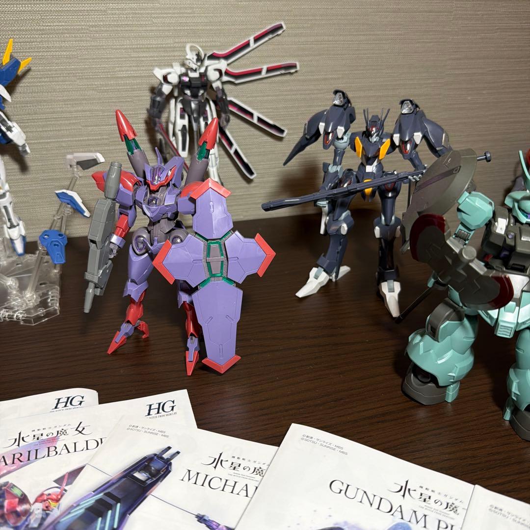 水星の魔女　HGガンプラ9体セット（MS拡張パーツセット、アクションベース付き）