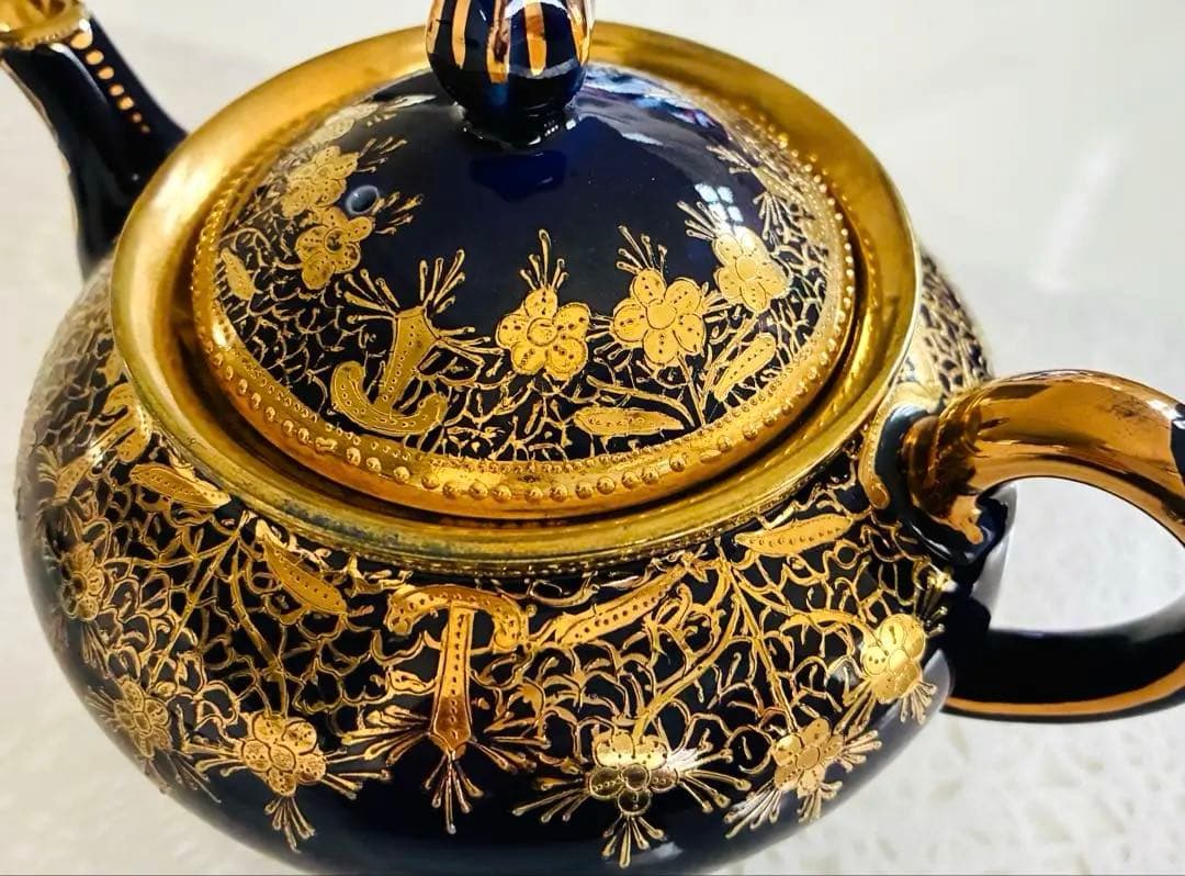 オールドノリタケ 金彩金盛コバルト地ティーセット カップ&ソーサー