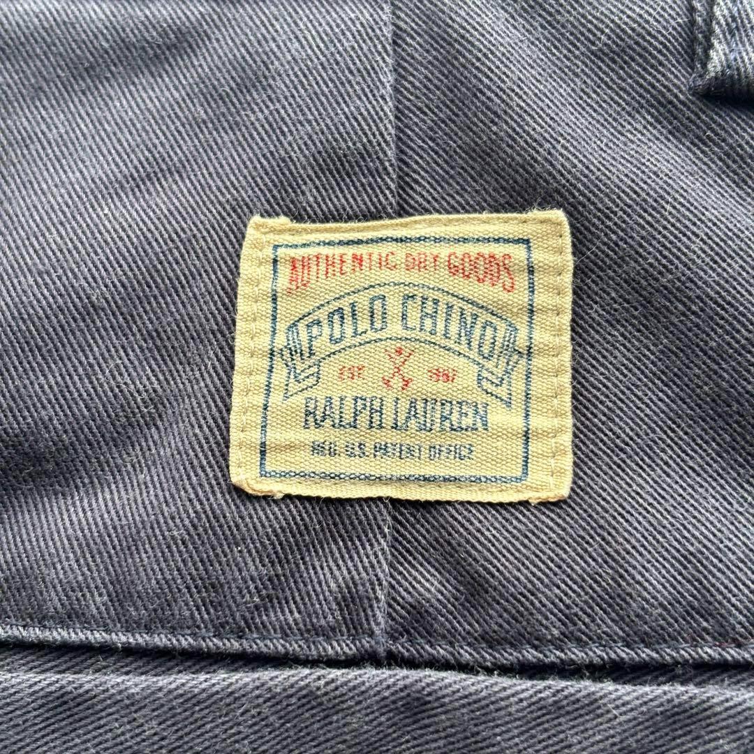 90s ラルフローレン ポロチノ 初期 四角タグ 2タック ネイビー W29