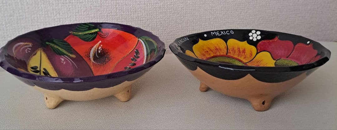 メキシコ絵皿 陶器 フルーツ&フラワー2点セット - メルカリ