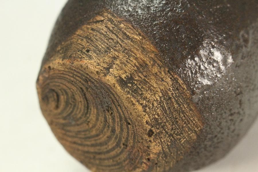 茶道具 唐物 黒釉 茶入 時代裂 仕服 良蓋(K-A208)