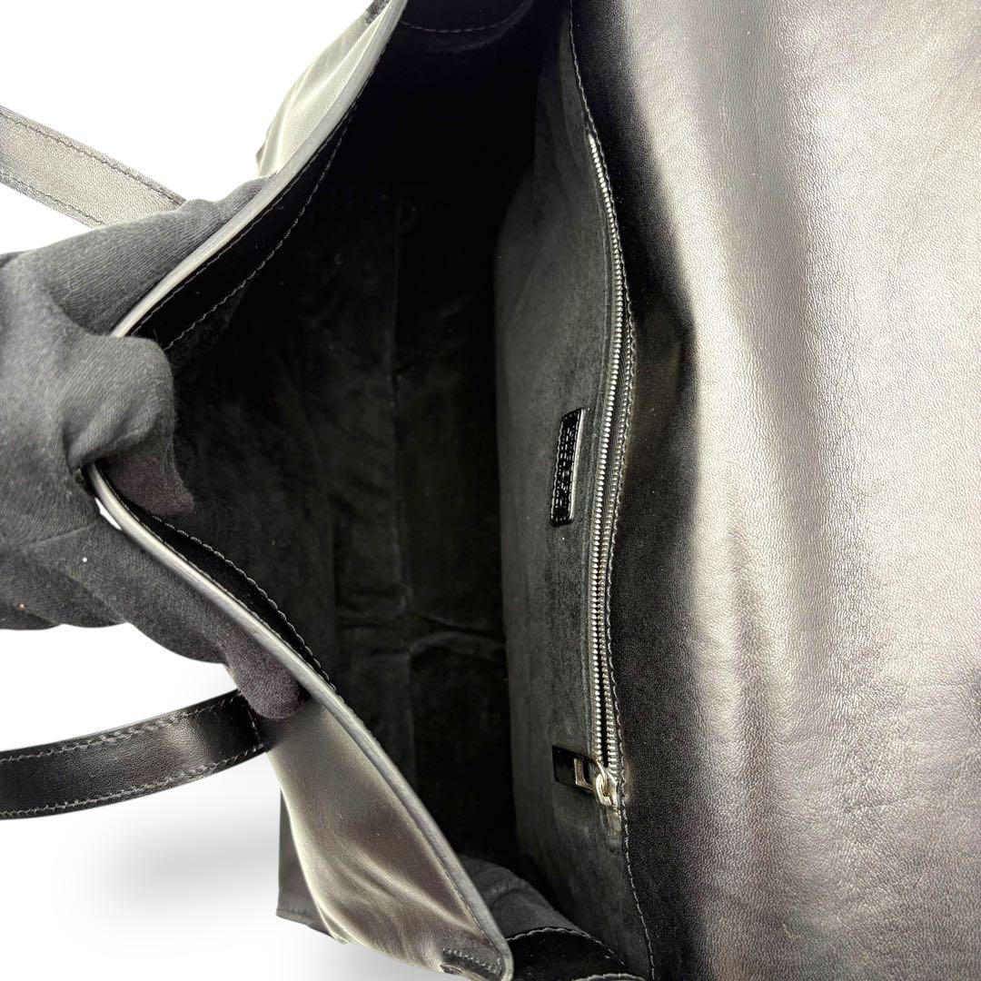 ヒロフ ショルダーバッグ トート レザー 黒 ブラック Hロゴ フラップ