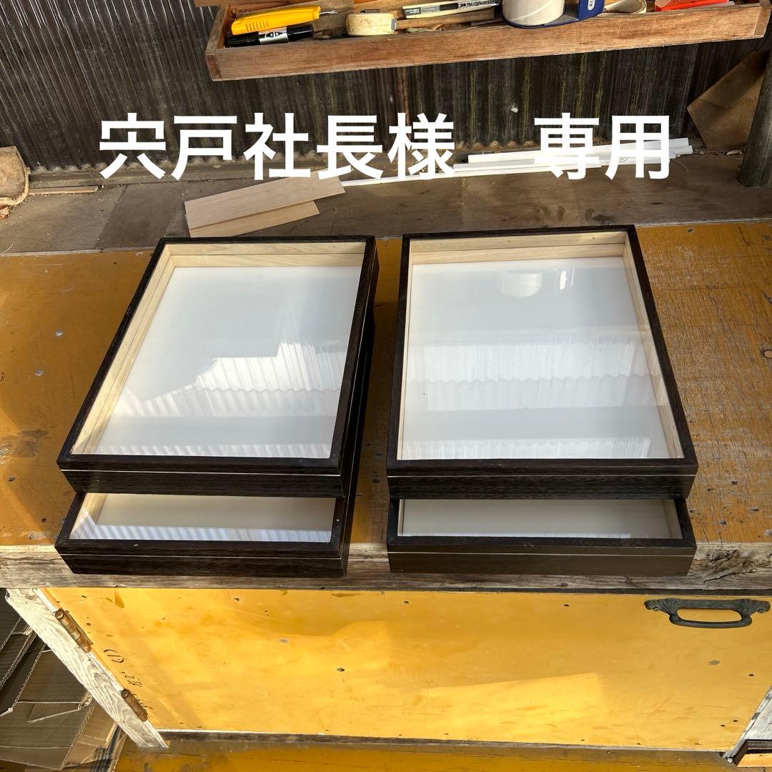 中型標本箱　4箱 中型標本箱 4箱 バードウィング製 ドイツ型標本箱 大型BW60 【黒】 |