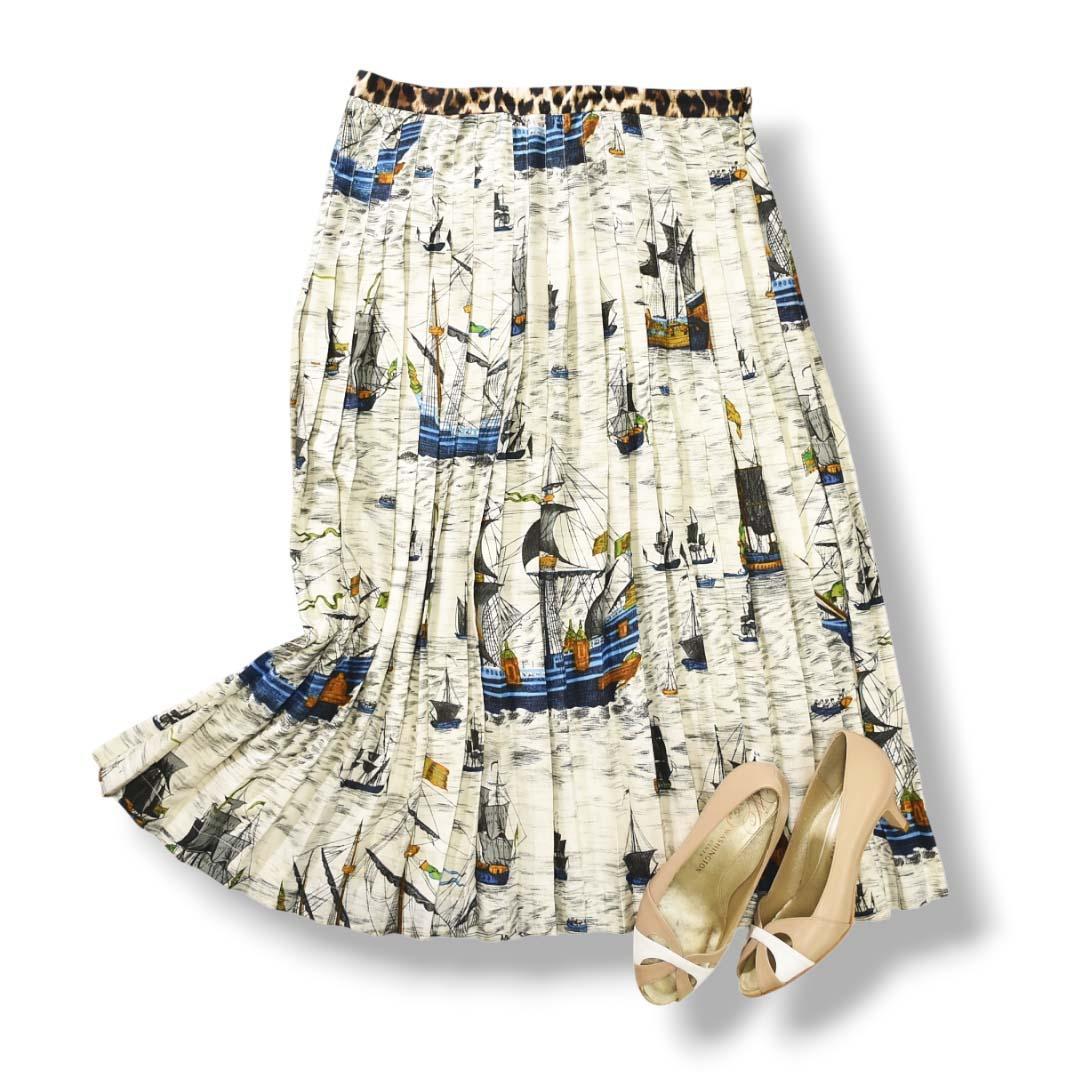 イタリア製 ラ プレスティック ウィストン シルク100％ プリーツスカート ♪