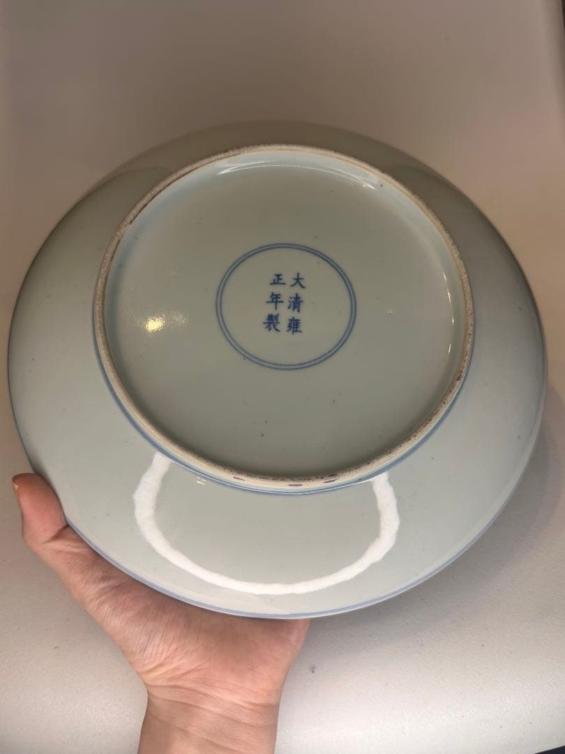 中国 清代 大清雍正年製 海屋添寿図 色絵皿 骨董品 コレクション