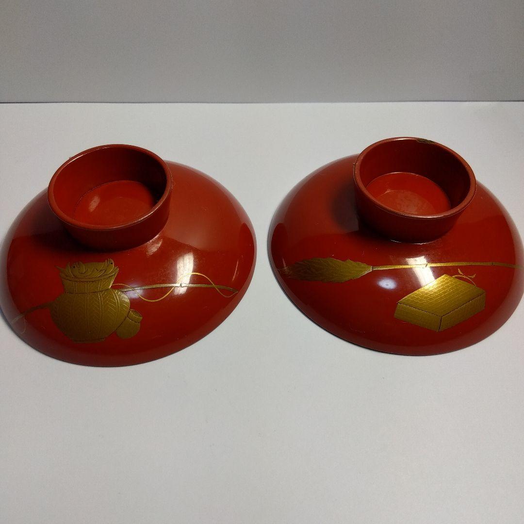 輪島塗 朱塗 時代蒔絵金人物銀富士蒔絵 杯一対 漆芸 共箱 1客の高台に