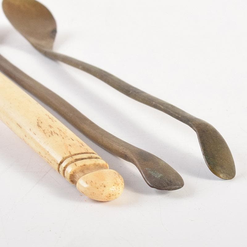 こうちゃん様専用 朝鮮美術 李朝 古銅 薬匙 銅匙 柄杓 5点 V R7507