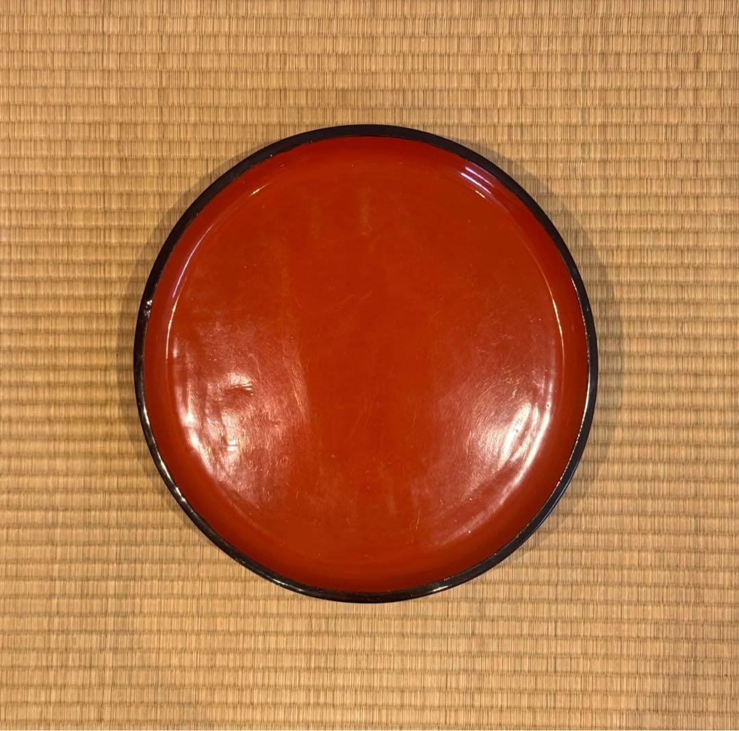 会津盆 3客 直径34.7cm 丸盆 高足膳 古民芸 煎茶盆 花台