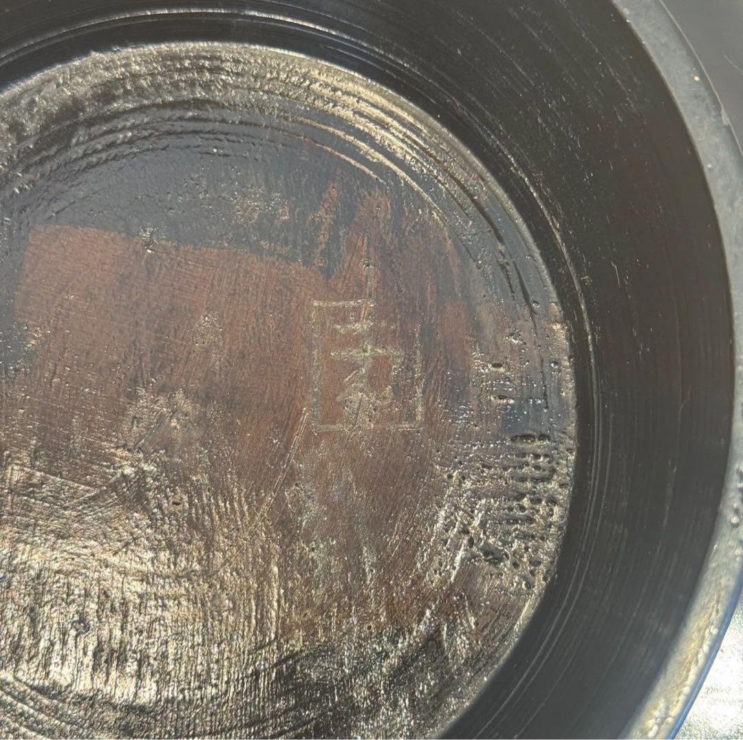 会津盆 3客 直径34.7cm 丸盆 高足膳 古民芸 煎茶盆 花台