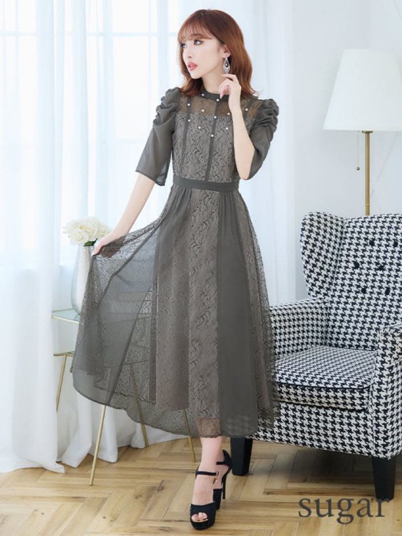 【匿名発送】VANESSA HEART＊パフスリーブミモレ丈ワンピース