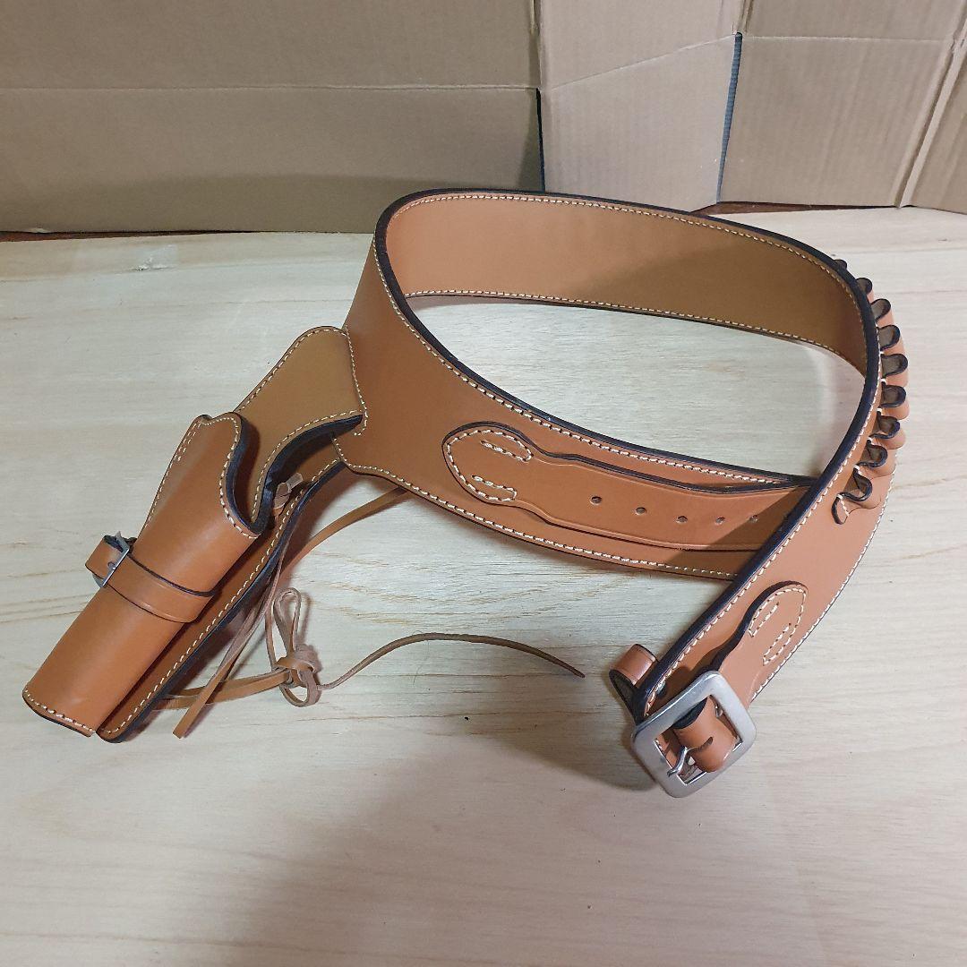 East.A ウエスタンガンベルト 牛革製・ブラウン Mサイズバカラ希少