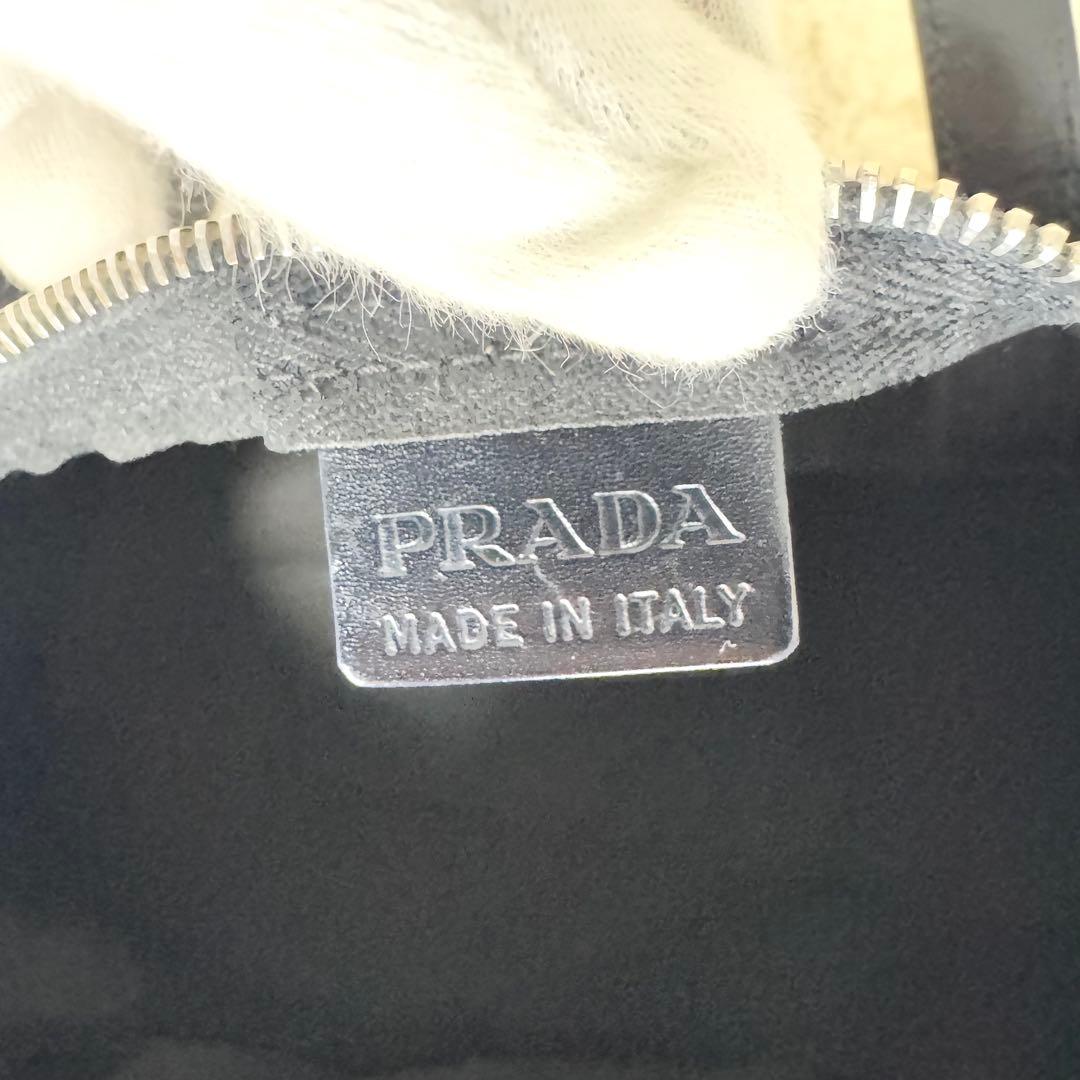 プラダ ミニボストン ハンドバッグ 三角ロゴ y2k レザー ナイロン 黒