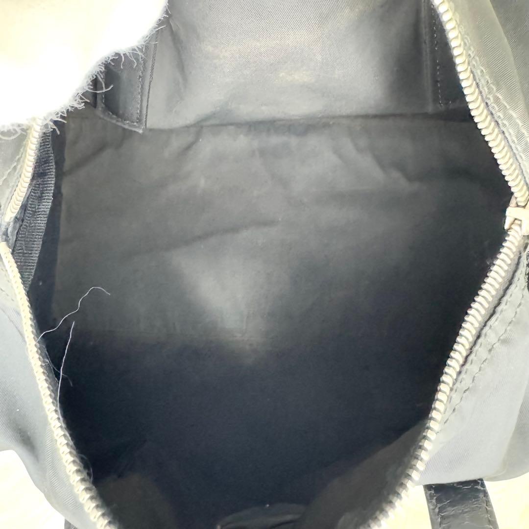 プラダ ミニボストン ハンドバッグ 三角ロゴ y2k レザー ナイロン 黒