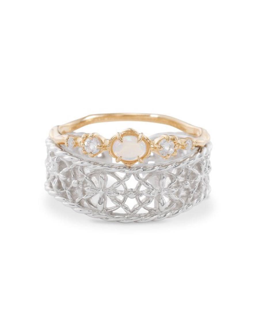 NOJESS K10 オパール ラブラドライト ダイヤ 0.13ct リング