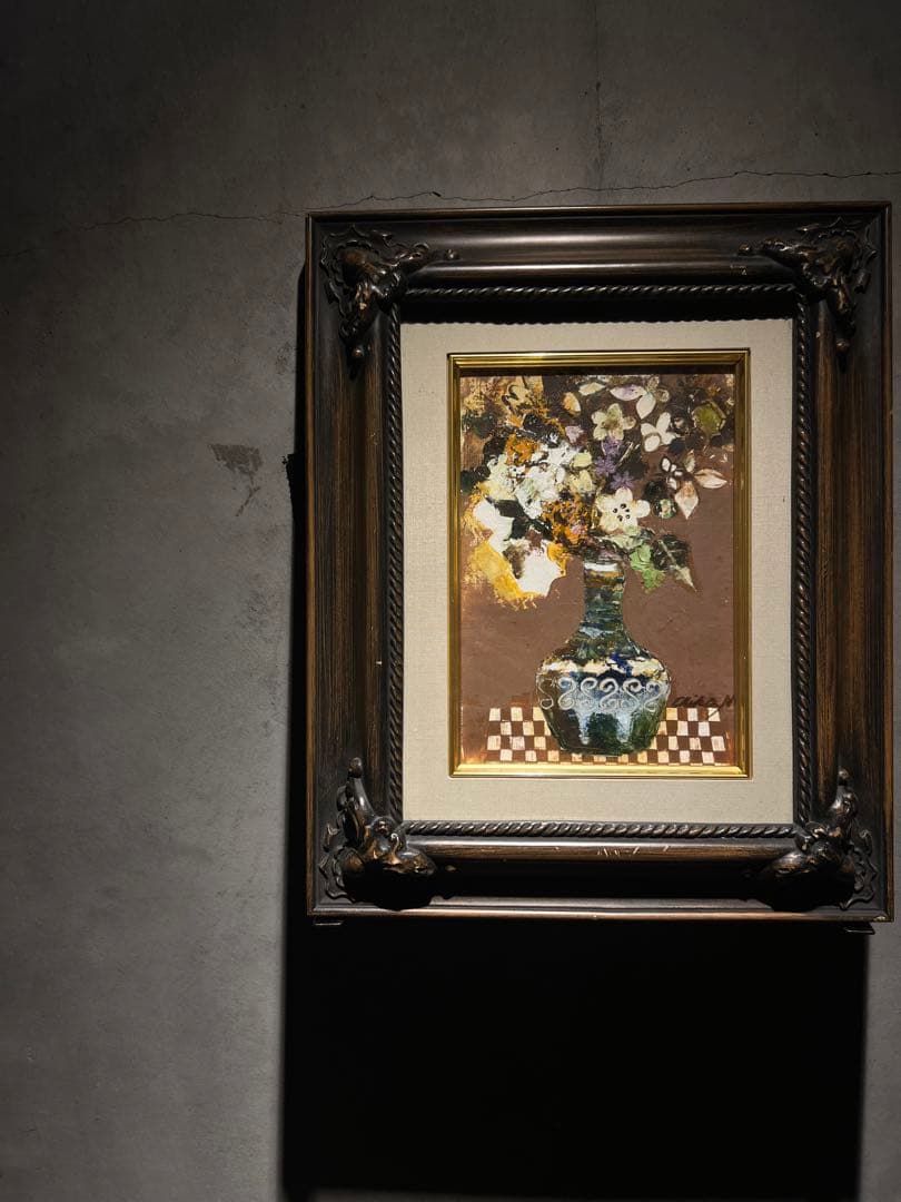 他の方発送×油彩画　【花】　抽象