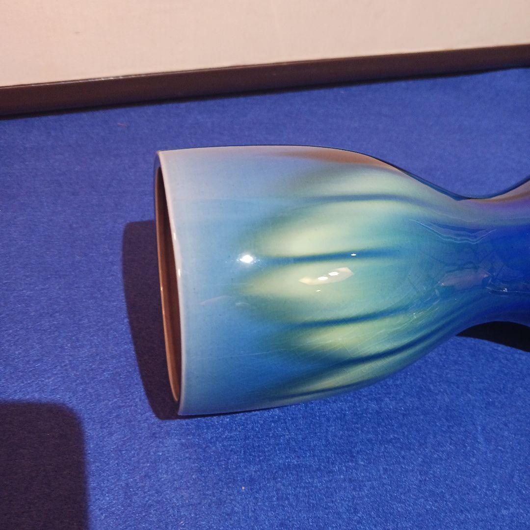 超希少】九谷焼 人間国宝 三代 徳田八十吉 耀彩 線文 花瓶 金文字