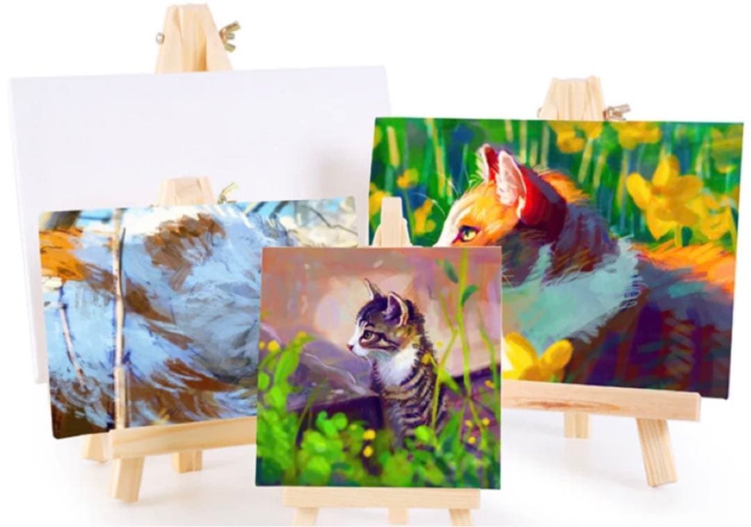 ⭐︎デスク本描き油絵⭐︎模写/F4キャンバス・台付/ゴッホ『ひまわり3』