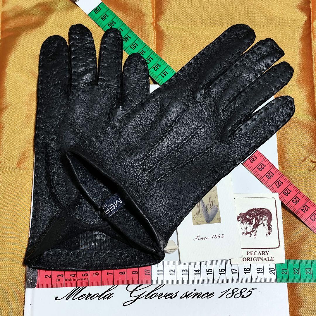 メローラ ペッカリー黒 ライニングなし グローブ 革手袋 MEROLA