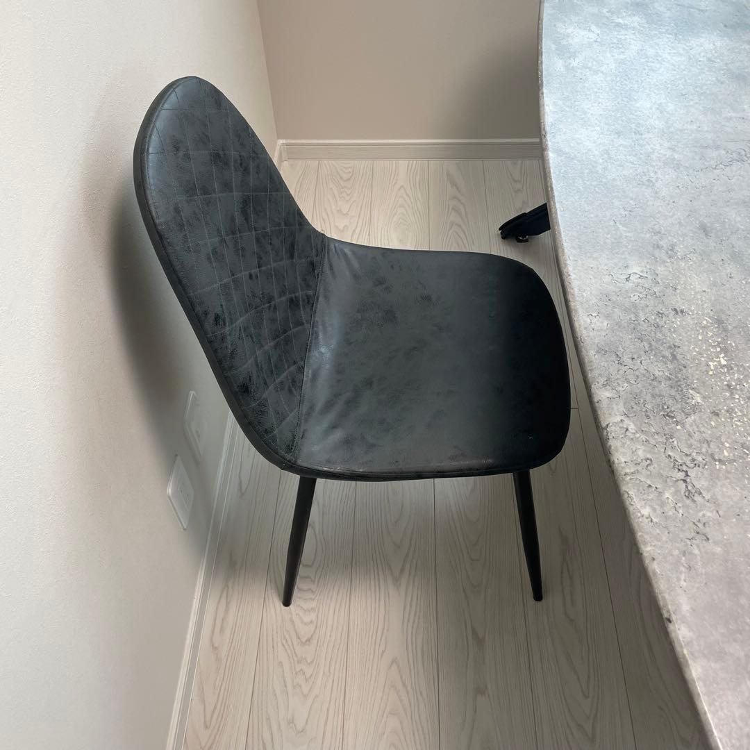 モダンデザイン ダイニングテーブル＆チェア3点セット　石目調　グレー　ブラック