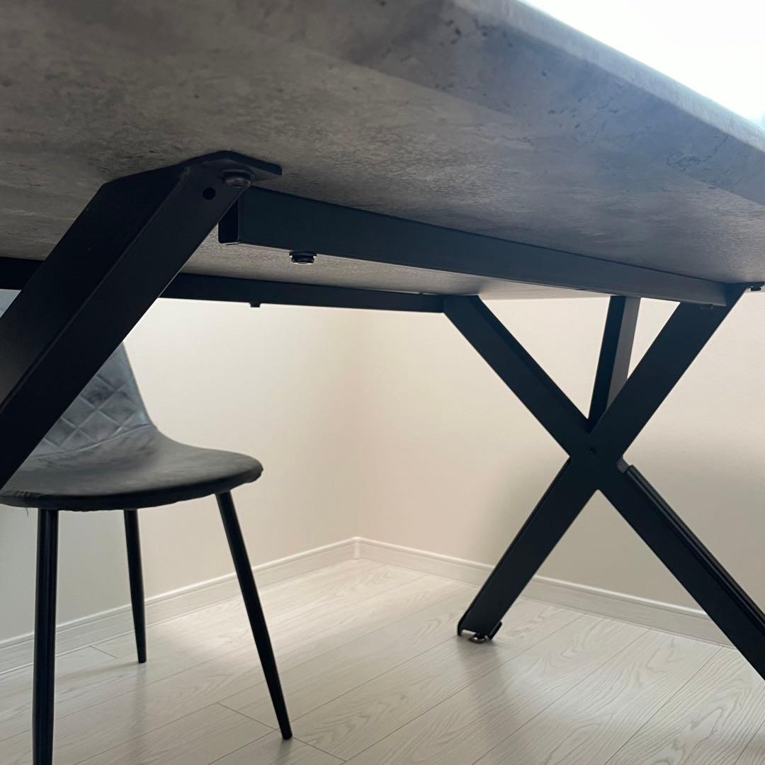 モダンデザイン ダイニングテーブル＆チェア3点セット　石目調　グレー　ブラック