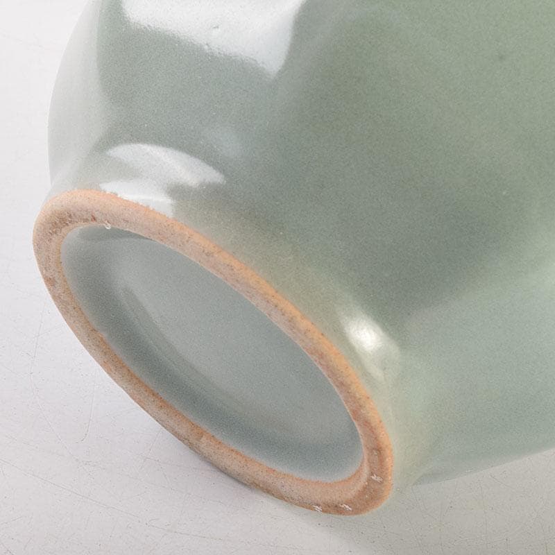 中国　龍泉窯　粉青釉　桔梗口双耳瓶　花入　C　6943